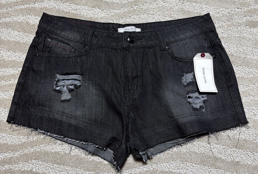 Adam Levine Women's 11/12 Raw Hem Destroyed Denim Cut-off Shorty Short NEW